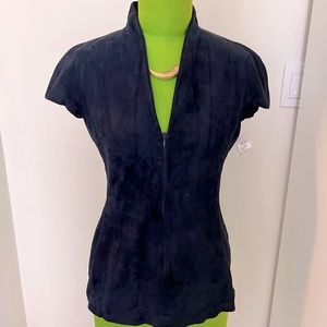 Trussardi cap sleeve suede shirt size EU44/US 6